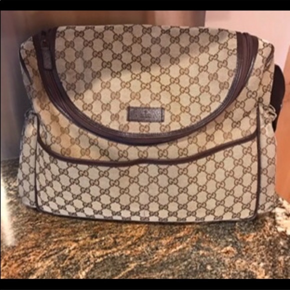 Gucci GG Patterned Beige and Brown Baby Bag